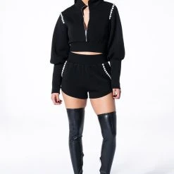 GEMINI PEARL DETAIL SCUBA BOOTY SHORT -helmut shop gemini pearl detail scuba booty short black 8 8