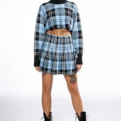 GIANNA KNIT MINI SKIRT -helmut shop gianna knit mini skirt blue multi 10 10