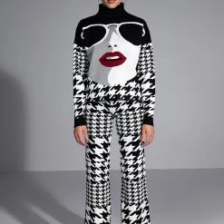 GIANNA KNIT RELAXED PANT -helmut shop gianna knit relaxed pant black white 2 2