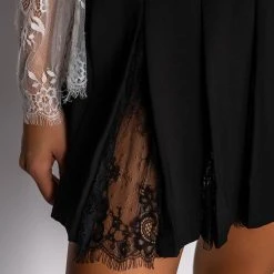 GINGER LACE PANEL PLEATED MINI SKIRT -helmut shop ginger lace panel pleated mini skirt black 6 6