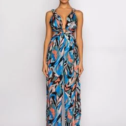 GIRL PLEASE WIDE LEG JUMPSUIT -helmut shop girl please wide leg jumpsuit blue multi 2 2