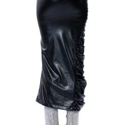 GIULIA FAUX LEATHER ZIPPER DETAIL MAXI SKIRT -helmut shop giulia faux leather zipper detail maxi skirt black 10 10