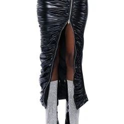 GIULIA FAUX LEATHER ZIPPER DETAIL MAXI SKIRT -helmut shop giulia faux leather zipper detail maxi skirt black 7 7