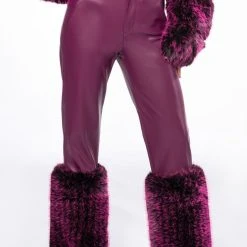 GIULIA 3D FAUX LEATHER FUR PANTS