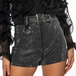 GLAM FOR DAYS RHINESTONE SHORTS 12 GLAM FOR DAYS RHINESTONE SHORTS -helmut shop glam for days rhinestone shorts black 2 2