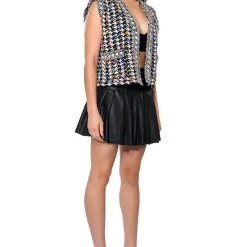 GLAM LIFE ONLY GEM SWEATER VEST -helmut shop glam life only gem sweater vest black multi 4 4