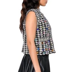GLAM LIFE ONLY GEM SWEATER VEST -helmut shop glam life only gem sweater vest black multi 5 5