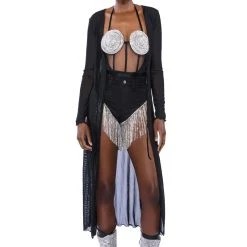 GLITCH IN THE MATRIX RHINESTONE MESH HALTER BODYSUIT -helmut shop glitch in the matrix rhinestone mesh halter bodysuit black multi 6 6 c1