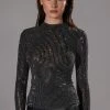 GLITZ LONG SLEEVE MESH TOP -helmut shop glitz long sleeve mesh top black 1 1