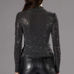 GLITZ LONG SLEEVE MESH TOP 14 GLITZ LONG SLEEVE MESH TOP -helmut shop glitz long sleeve mesh top black 6 6