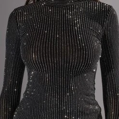 GLITZ LONG SLEEVE MESH TOP 15 GLITZ LONG SLEEVE MESH TOP -helmut shop glitz long sleeve mesh top black 7 7