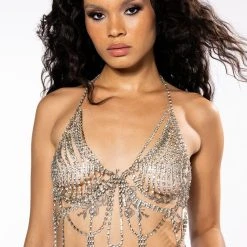 GODDESS RHINESTONE TOP -helmut shop goddess rhinestone top silver 2 2