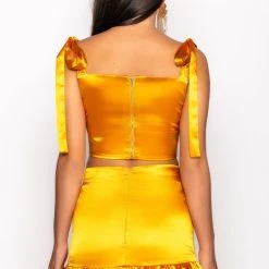 GOLDEN HOUR TIE SLEEVE CROP TOP -helmut shop golden hour tie sleeve crop top yellow 6 6