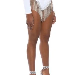 GONNA LOVE ME WATERFALL RHINESTONE DENIM SHORT -helmut shop gonna love me waterfall rhinestone denim short white 2 2 c1 c1 c1 c1