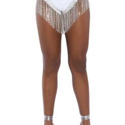 GONNA LOVE ME WATERFALL RHINESTONE DENIM SHORT -helmut shop gonna love me waterfall rhinestone denim short white 7 7