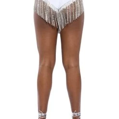 GONNA LOVE ME WATERFALL RHINESTONE DENIM SHORT -helmut shop gonna love me waterfall rhinestone denim short white 9 9 c1 c1