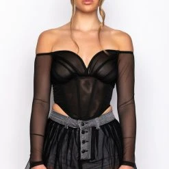 GOOD 4 U LONG SLEEVE MESH BUSTIER 11 GOOD 4 U LONG SLEEVE MESH BUSTIER -helmut shop good 4 u long sleeve mesh bustier black 3 3 c1