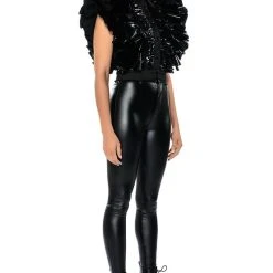 GREATEST SHOW RUFFLE BUTTON DOWN BLOUSE -helmut shop greatest show ruffle button down blouse black 4 4