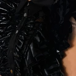 GREATEST SHOW RUFFLE BUTTON DOWN BLOUSE -helmut shop greatest show ruffle button down blouse black 7 7