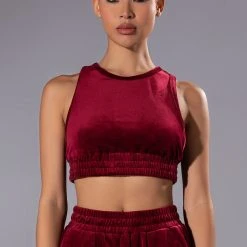 GRETCHEN CROPPED TANK TOP -helmut shop gretchen cropped tank top dark red 5 5
