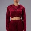 GRETCHEN ZIP UP CROPPED HOODIE 2 GRETCHEN ZIP UP CROPPED HOODIE -helmut shop gretchen zip up cropped hoodie dark red 1 1