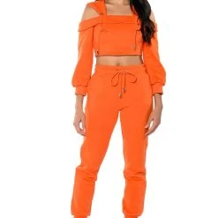 GUILTY BY ASSOCIATION CROPPED OFF THE SHOULDER SWEATSHIRT -helmut shop guilty by association cropped off the shoulder sweatshirt orange 3 3 c1