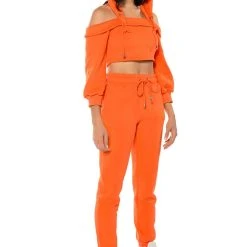 GUILTY BY ASSOCIATION CROPPED OFF THE SHOULDER SWEATSHIRT -helmut shop guilty by association cropped off the shoulder sweatshirt orange 4 4 c1