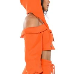 GUILTY BY ASSOCIATION CROPPED OFF THE SHOULDER SWEATSHIRT -helmut shop guilty by association cropped off the shoulder sweatshirt orange 5 5 c1