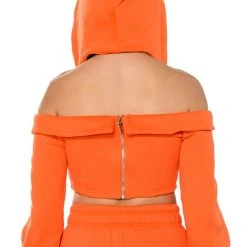 GUILTY BY ASSOCIATION CROPPED OFF THE SHOULDER SWEATSHIRT -helmut shop guilty by association cropped off the shoulder sweatshirt orange 6 6 c1