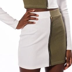 HALF N HALF ZIPPER SKIRT -helmut shop half n half zipper skirt white multi 2 2