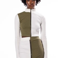 HALF N HALF ZIPPER SKIRT -helmut shop half n half zipper skirt white multi 3 3