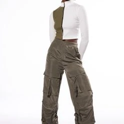 HALF N HALF ZIPPER TOP -helmut shop half n half zipper top white multi 4 4