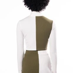 HALF N HALF ZIPPER TOP -helmut shop half n half zipper top white multi 8 8