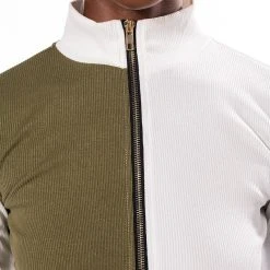 HALF N HALF ZIPPER TOP -helmut shop half n half zipper top white multi 9 9