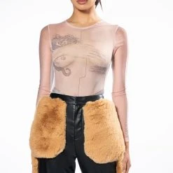 HANDS ON ME PRINTED MESH BODYSUIT -helmut shop hands on me printed mesh bodysuit black brown 4 4