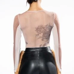 HANDS ON ME PRINTED MESH BODYSUIT -helmut shop hands on me printed mesh bodysuit black brown 6 6