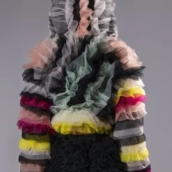 STATEMENT LAYERED RUFFLE BLOUSE -helmut shop happier than ever layered ruffle statement blouse black multi 6 6