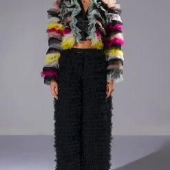 STATEMENT LAYERED RUFFLE BLOUSE -helmut shop happier than ever layered ruffle statement blouse black multi 8 8