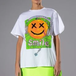 HAPPY FACE GRAPHIC TSHIRT -helmut shop happy face graphic tshirt white 3 3
