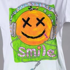 HAPPY FACE GRAPHIC TSHIRT -helmut shop happy face graphic tshirt white 6 6