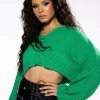 HAPPY GO LUCKY HOODED CROPPED SWEATER -helmut shop happy go lucky hooded cropped sweater green 1 1