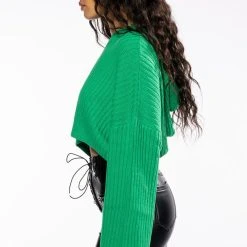 HAPPY GO LUCKY HOODED CROPPED SWEATER 16 HAPPY GO LUCKY HOODED CROPPED SWEATER -helmut shop happy go lucky hooded cropped sweater green 6 6