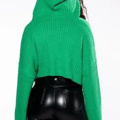 HAPPY GO LUCKY HOODED CROPPED SWEATER 17 HAPPY GO LUCKY HOODED CROPPED SWEATER -helmut shop happy go lucky hooded cropped sweater green 7 7