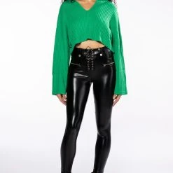 HAPPY GO LUCKY HOODED CROPPED SWEATER 19 HAPPY GO LUCKY HOODED CROPPED SWEATER -helmut shop happy go lucky hooded cropped sweater green 9 9