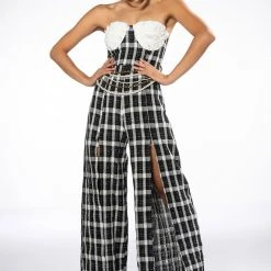 HARLEY STRAPLESS WIDE LEG HIGH SLIT JUMPSUIT