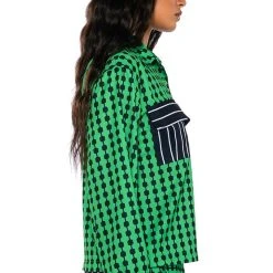 HATTIE CONTRAST BUTTON DOWN BLOUSE -helmut shop hattie contrast button down blouse multi 5 5