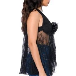 HAYDEN BABY DOLL LACE CAMISOLE -helmut shop hayden baby doll lace camisole black 4 4 c1