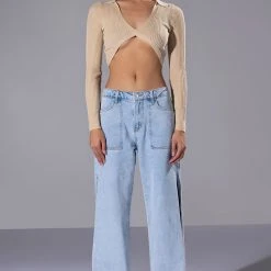 HAZEL COLLARED V NECK LONG SLEEVE SWEATER -helmut shop hazel collared v neck long sleeve sweater beige 2 2