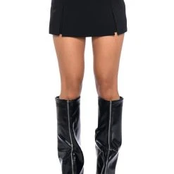 HE SAID SHE SAID SLIT DETAIL MINI SKORT -helmut shop he said she said slit detail mini skort black 5 5 c1