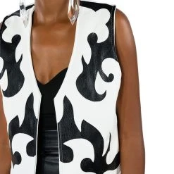 HEART IN THE HIGHLANDS WESTERN FAUX LEATHER VEST -helmut shop heart in the highlands western faux leather vest white black 11 11